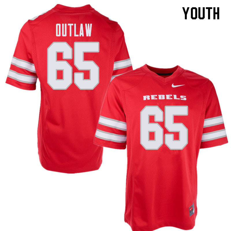 Youth UNLV Rebels #65 Donovan Outlaw College Football Jerseys Sale-Red - Click Image to Close